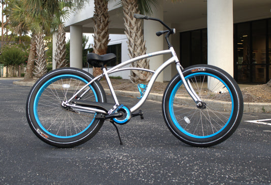 26in Silver Fat Tire Beach Cruiser